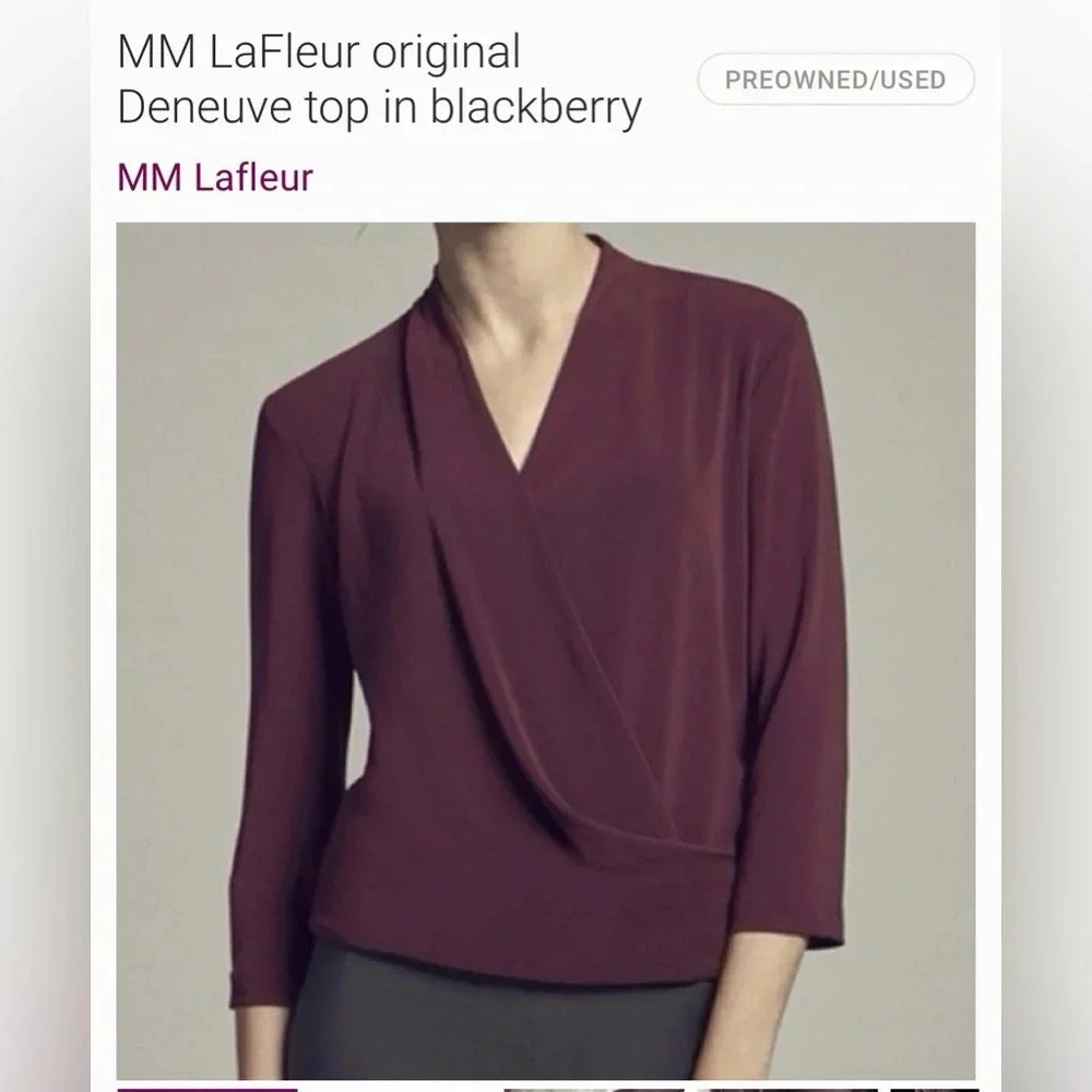 MM Lafleur - Denevue Blouse Office Top - Color BlackBerry- Size XSmall